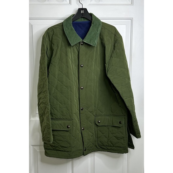 Vineyard Vines Chore Coat Barn Quilted Jacket Corduroy Collar Men XXL Green READ